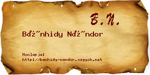 Bánhidy Nándor névjegykártya